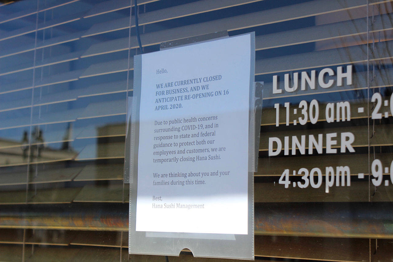 Like similar businesses across King, Snohomish and Pierce counties, Bothell restaurant Hana Sushi closed due to public-health concerns. Sound Publishing file photo