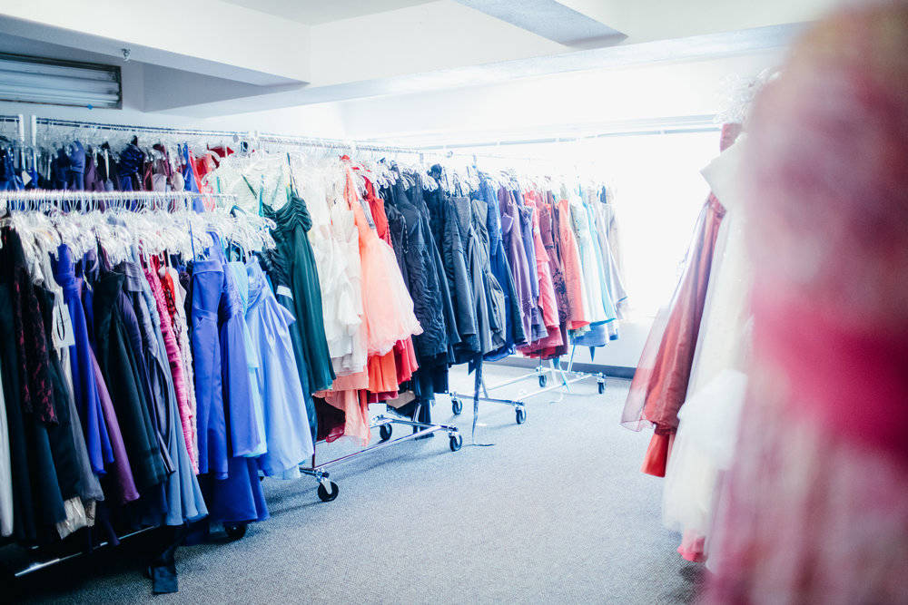 Starting in October, the Ruby Room’s donated formal wear (pictured) for teens in need is going to storage— until they find a new space. Courtesy photo/ Chamonix Films and Ruby Room