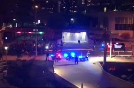 From police footage of the Oct. 24 protest. Courtesy photo/Bellevue Police Dept. Twitter Account