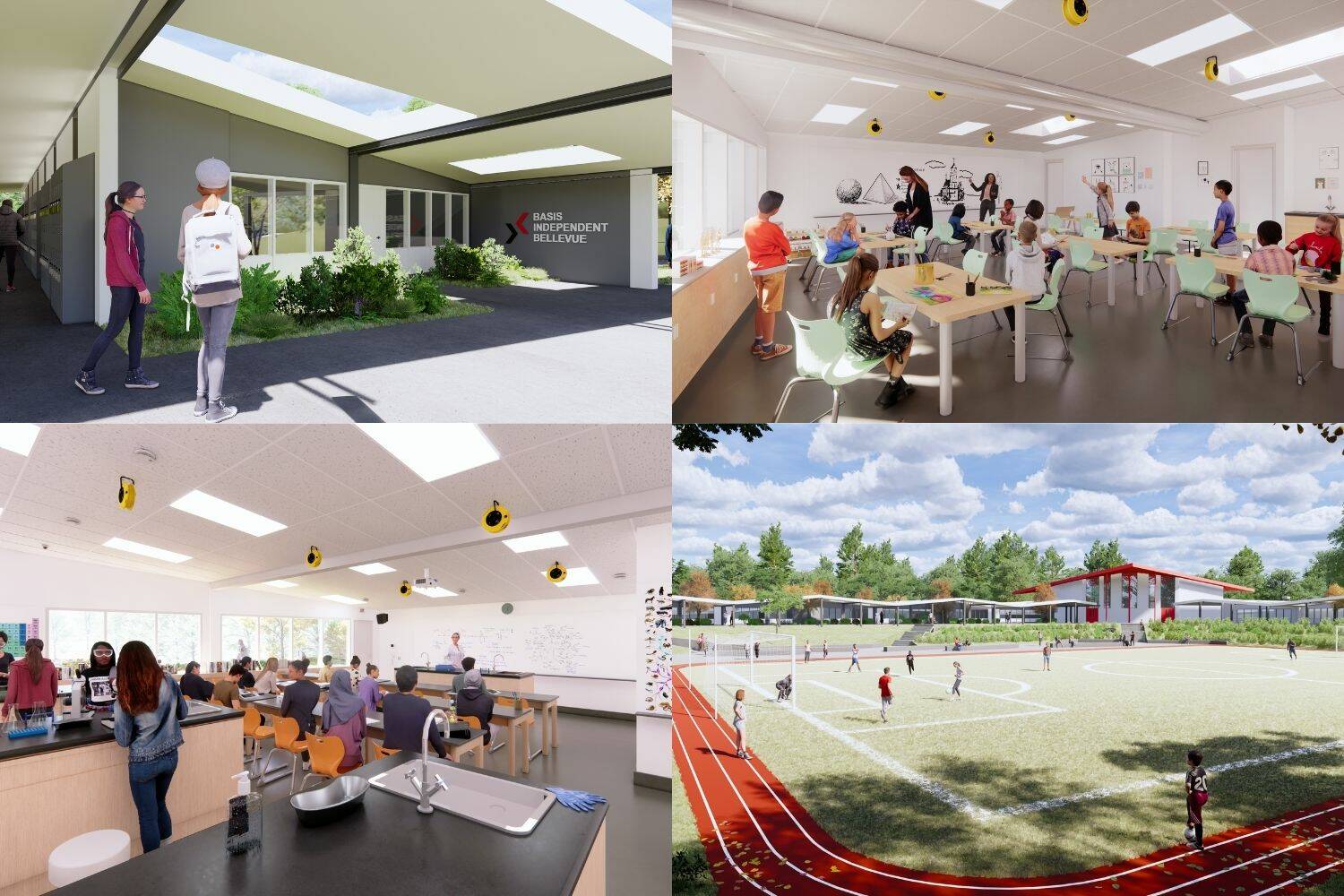 Artist rendering of new school classrooms and amenities (courtesy of BASIS Independent Bellevue)