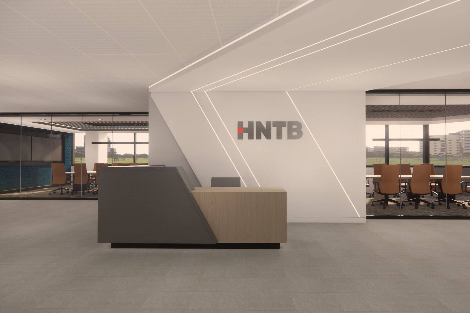 HNTB’s new lobby. Photo courtesy of HNTB