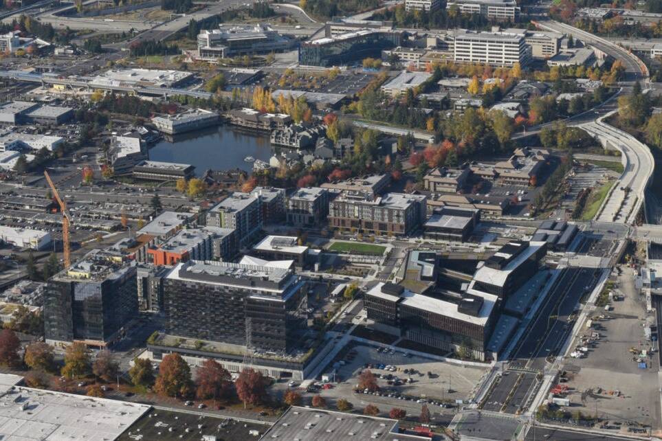 Aerial photo of the Spring District that sits on the old Safeway Distribution Center site in the Bel-Red Corridor. Courtesy photo.