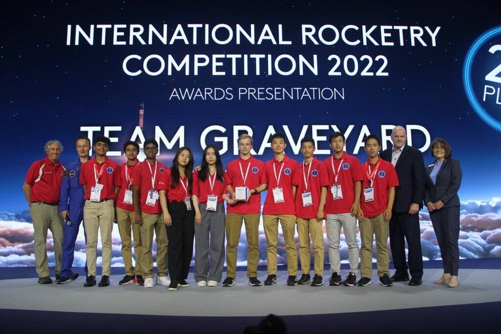 Newport High School representing Team USA at the International Rocketry Challenge. Courtesy of Aerospace Industries Association.