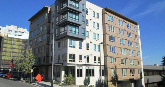 Low Income Housing Institute’s 57-unit August Wilson Place apartments in downtown Bellevue includes affordable housing units for households at 30, 50 and 60 percent of the area median income. Photo courtesy of Low Income Housing Institute