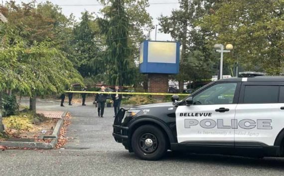The crime scene after the stabbing near 148th Ave NE and NE 24th St. (Courtesy of Bellevue Police Department)