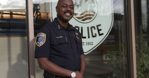 Redmond’s new police chief Darrell Lowe stands outside the Redmond Police Department on Nov. 13. Lowe comes from Santa Monica PD, where he spent 27 years serving. Staff photo/Ashley Hiruko