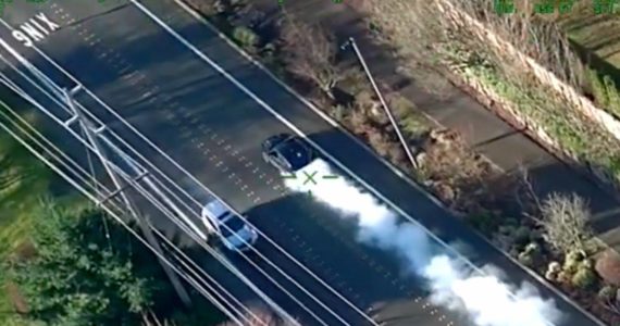 Police helicopter camera shot of one of the fleeing vehicles. (Screenshot from Bellevue Police Department website)