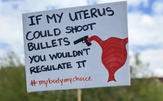 File photo: A sign at a Cal Anderson Park reproductive rights protest on May 14, 2022, in Seattle.