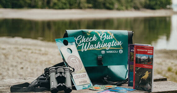 Check Out Washington’s Adventure packs come with a Discover Pass educational materials, pocket guides, and a pair of binoculars. Photo courtesy Washington State Parks
