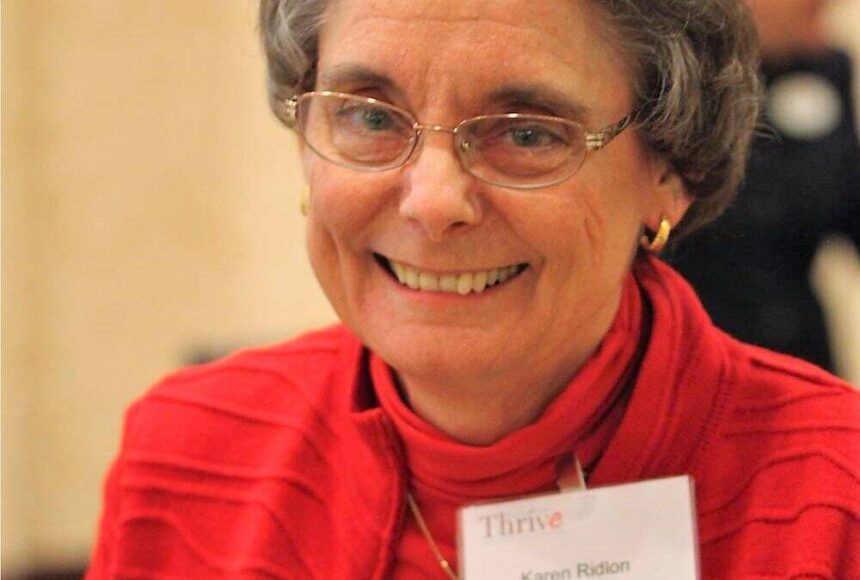 <p>Karen Ridlon at a luncheon. (Photo courtesy of KidVantge)</p>