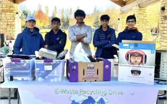 The executive board members at the e-waste drive. (Photo Courtesy of Redmond Coding Association)