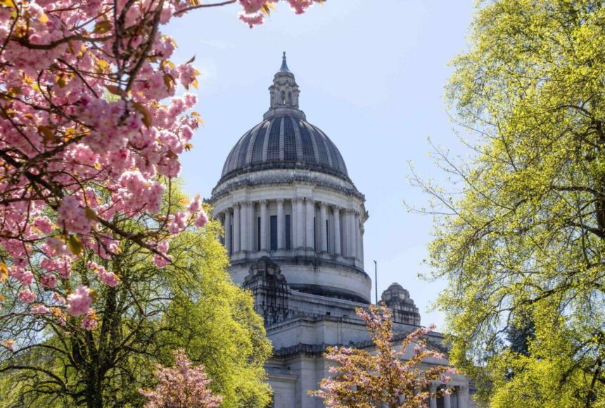<p>The state Capitol on April 18. (Photo by Jacquelyn Jimenez Romero/Washington State Standard)</p>
