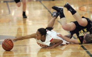 Newport's Randi Boseman was one of three Knights to give Newport a boost off the bench. The junior had five steals