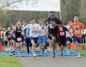 Runners take off in the Bellevue 5K. More than 1