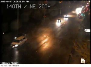 This traffic camera still shows a white Ford F-150 suspected in a hit-and-run accident Thursday night