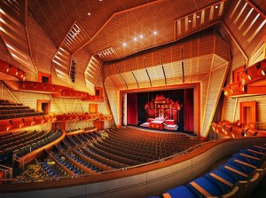 The main concert hall is shown in  this illustration for the Tateuchi Center.