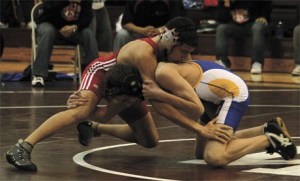 Bellevue's Carter Steinhoff trys to get his Granger opponent onto the mat during the 119-pound championship match at the Jack Reynolds Memorial Fund Tournament of Excellence last weekend. Steinoff lost the championship for second place.