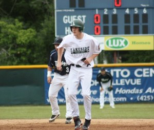 Lakeside Recovery's Victor King leads off from second base in a game against Taylor Baseball earlier this summer.