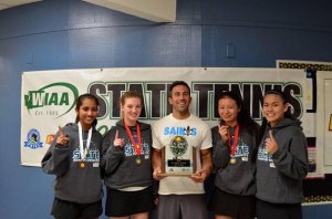 The Interlake Saints girls tennis team earned the Class 3A state tennis title for the first time in school history on May 28 in the Tri-Cities.  The Saints compiled 22 team points