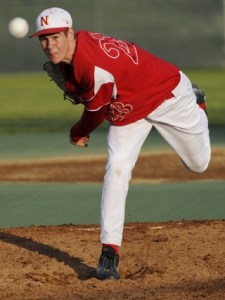 Newport Knights starting pitcher Colin Hering (23) pitched a three-hit complete game shutout against Redmond on Monday.