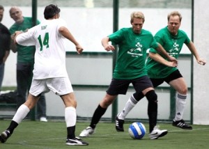 Glory days: Bears defenders Cary Jones (with ball) and Chris Jensen work the ball out of their end while Russ King of the Panthers closes in. The Panthers came from behind and won the game 8-5.