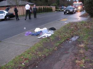 Police investigate the shooting in Newport Hills today.