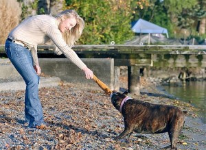 Michelle Nichols spends time with her dog