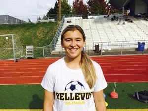 Bellevue Wolverines senior Brittley Gaan is the starting goalie on the varsity soccer team. The Wolverines captured fourth place at the Class 3A state tournament in 2014.