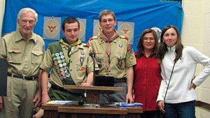 From left: Gerald Peterson (grandfather and Eagle Scout 1945)