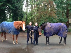 Bellevue Police Officer Cornmesser and Corporal Wolff with the two lawbreakers.