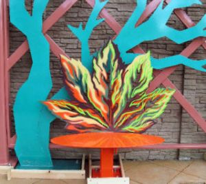 Bellevue’s new art benches along 140th Avenue are designed to complement previous improvements made to the sidewalks and median by the Bellevue Transportation Department.