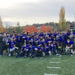 The Eastside Bulldogs celebrate following their comeback 36-32 victory against the Lewis-Clark Valley Loggers in the Northwest Junior College football league championship game on Nov. 6 at Renton Memorial Stadium.                                Photo courtesy of Brittany Hoffman/Eastside Bulldogs