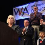 Sen. Patty Murray speaks to the crowd at the state democrats election party after winning reelection (Allison DeAngelis/staff photo).