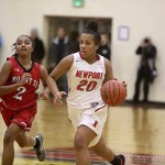 Photo courtesy of Don Borin/Stop Action Photography                                Newport guard Jahdai Alcombrack, right, dribbles the ball up the court while being guarded by Mount Si guard Nitika Kumar. The Knights registered a 48-38 win against the Mount Si Wildcats on Dec. 19 at Newport High School in Factoria.
