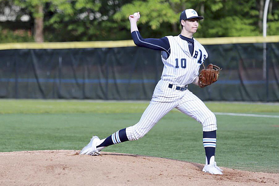Photo courtesy of Stevie Emanuels                                Interlake Saints baseball player Stevie Emanuels uncorks a pitch toward the plate during the 2016 high school baseball season. Emanuels will play collegiate baseball for the University of Washington.