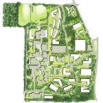 A rendering showing the changes proposed in the 30-year master plan. Existing buildings are shown in grey, and proposed facilities are shown in white (Photo courtesy of Bellevue College).