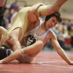 Photo courtesy of Don Borin/Stop Action Photography                                The Interlake Saints wrestling earned a fifth place finish at the Class 3A KingCo wrestling tournament on Feb. 5. The Saints, who compiled 69.5 team points, finished 33 points behind fourth place Juanita. Interlake 126-pound grappler Aidan Campana, right, defeated Redmond&rsquo;s Alex Ayala in the finals of the Class 3A KingCo wrestling championships on Feb. 5 in Issaquah.