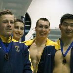 Bellevue&rsquo;s 200 free relay team of Sebastian Steen, Nick Kenny, Andrew Boden and Andrew Lee won the event with a time of 1:25.52 (Joe Livarchik/staff photo).