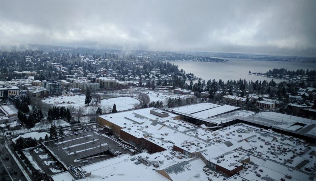 A view of Bellevue from the Microsoft offices after the snow stopped mid-day Monday (Photo courtesy of David Strome).