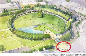 Downtown Bellevue intersection closing for pedestrian construction