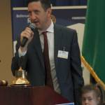 Kirby and Kate Winfield speak to the rotarians about their family. Kate has Down Syndrome and autism and it has changed Kirby&rsquo;s life, he said. Ryan Murray/staff photo