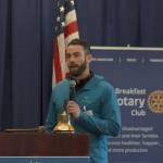 &ldquo;Mr. Sounder&rdquo; Zach Scott speaks at the Bellevue Breakfast Rotary Club about his own family&rsquo;s experience with autism. Ryan Murray/staff photo