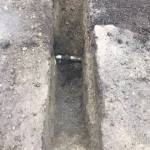 This gas line was struck by heavy machinery on Richards Road, fracturing it. Courtesy of the City of Bellevue.