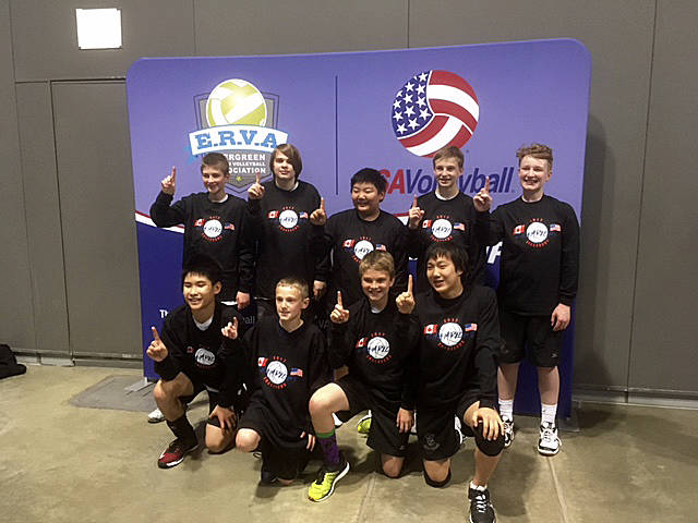 Photo courtesy of Greg Lim                                The Space Needle Volleyball Club boys U14 team, which is based out of Seattle, captured first place at the 2017 Spokane Border Smackdown volleyball tournament on May 21. The Space Needle squad went 9-0 at the tourney. The team is coached by Mark West and includes Bellevue players Daniel Lim, Theo Lin, Paul Onu and Riku Yamaguchi.