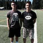 Shaun Scott, staff photo                                Interlake Saints 2017 graduates Duncan Varela, left, and Naoki Harmer, right, will play in the East vs. West all-state football game on June 30 in Moses Lake.