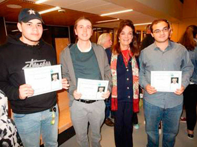 Suzy Mygatt Wakefield with three of this year&rsquo;s Nan Campbell Scholarship awardees.