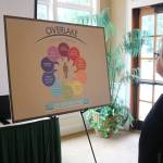 Beata Baker of Sammamish examines the Overlake Cancer Center model at a June Sammamish Chamber Luncheon at the Sahalee Way Country Club. Megan Campbell/staff photo