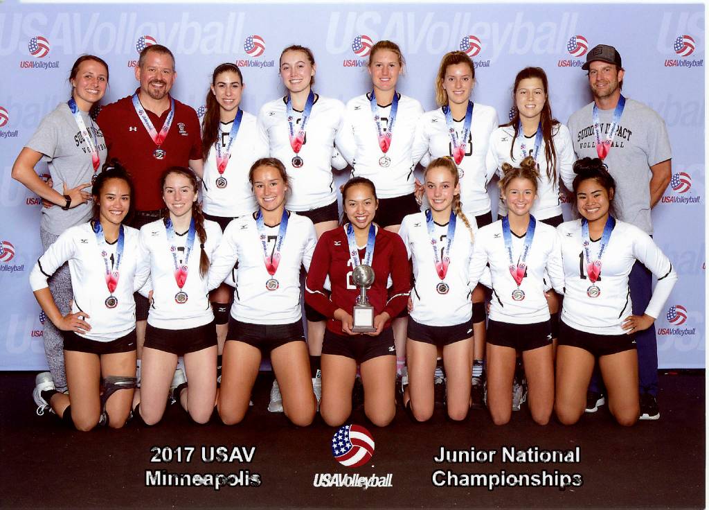 Photo courtesy of Doug Siefkes                                The Sudden Impact Storm 17U volleyball team, which is based out of Factoria in Bellevue, captured second place at the 2017 USA volleyball girls junior National Championships in the American Division on July 3. It was the best placing in the 20-year history of the Sudden Impact Volleyball Club. The Storm roster consists of Emily Kinsley-DeLeon, Grace Stephens, Callan Weber, Julia Westhoff, Scarlett Dahl, Claire Siefkes, Malia Aleaga, Kelly Behrbaum, Elise Petit, Patience O&rsquo;Neal, Gracie Jendrezak and Katherine Pangborn. The head coach is Steve Whitaker and the assistant coaches are Tyana Andrews and Alex Simons.