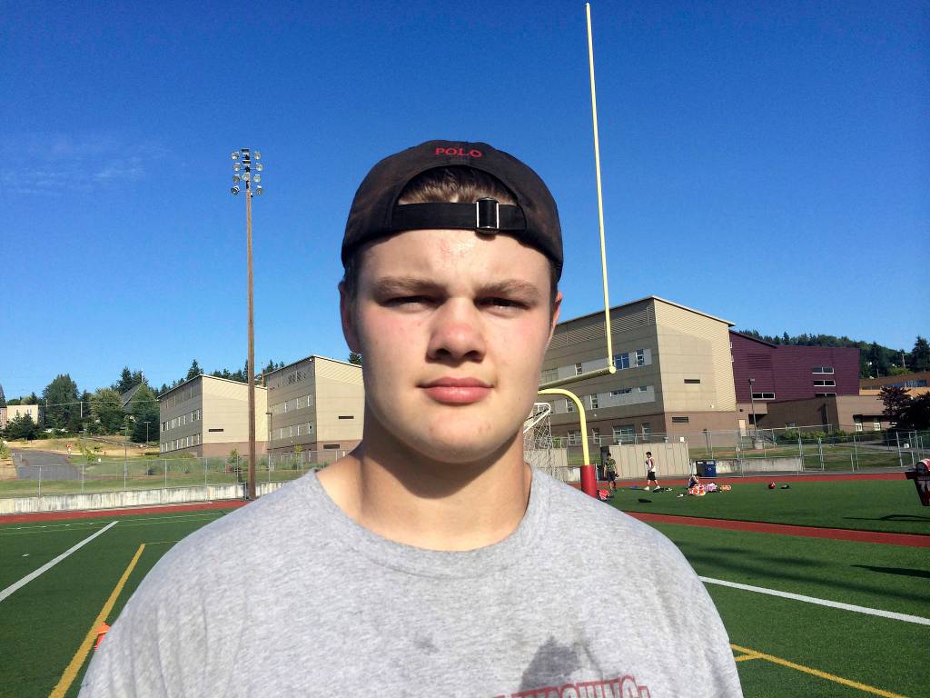 Shaun Scott, staff photo                                Newport Knights senior offensive/defensive lineman Charlie Baumann said he has already been offered football scholarships by Montana, Montana State, Eastern Washington and Portland State.