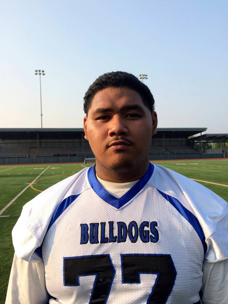Shaun Scott, staff photo                                Eastside Bulldogs offensive/defensive lineman James Taupule is a dominant force in the trenches for his football team.